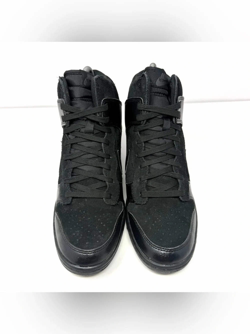 Nike Women’s Dunk Sky Hi Hidden Wedge Sneakers Sz 9 Black Suede Shoes 528899-004